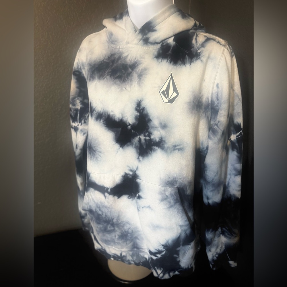 Volcom boys dark blue and white the dye hoodie